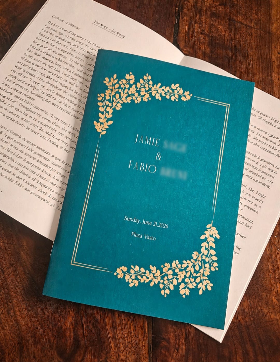 Libretto bilingue italiano e inglese per una cerimonia di matrimonio